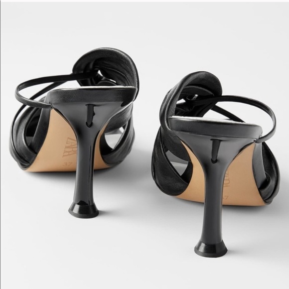 ZARA BNWT Gathered Leather High Heel Sandals - Picture 8 of 8